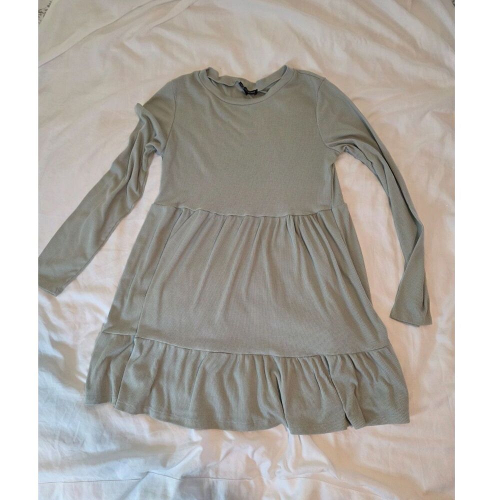 As You Wish Sage Green Ribbed Knit Tiered Babydoll Tunic / Dress